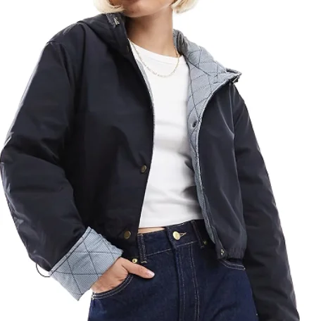 

Faionable Design Cotton Jaet Hooded Two-Sided Wear Slimming Classic Lazy Sle Commute Loose Fit Long Sve Winter Coat