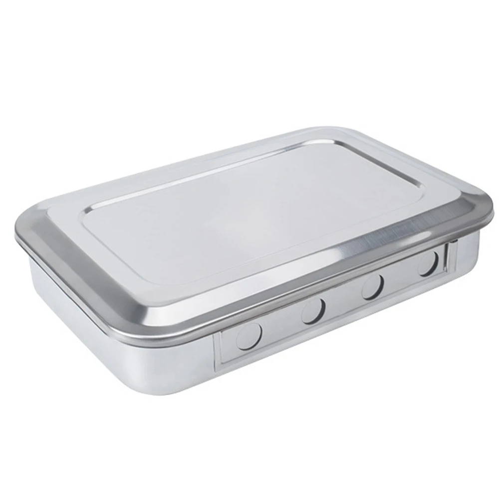

Stainless Steel Sterilization Box Lid Anti-Rust Reliable Tray Home Practical Storage Multi-Purpose Square Soaking Case