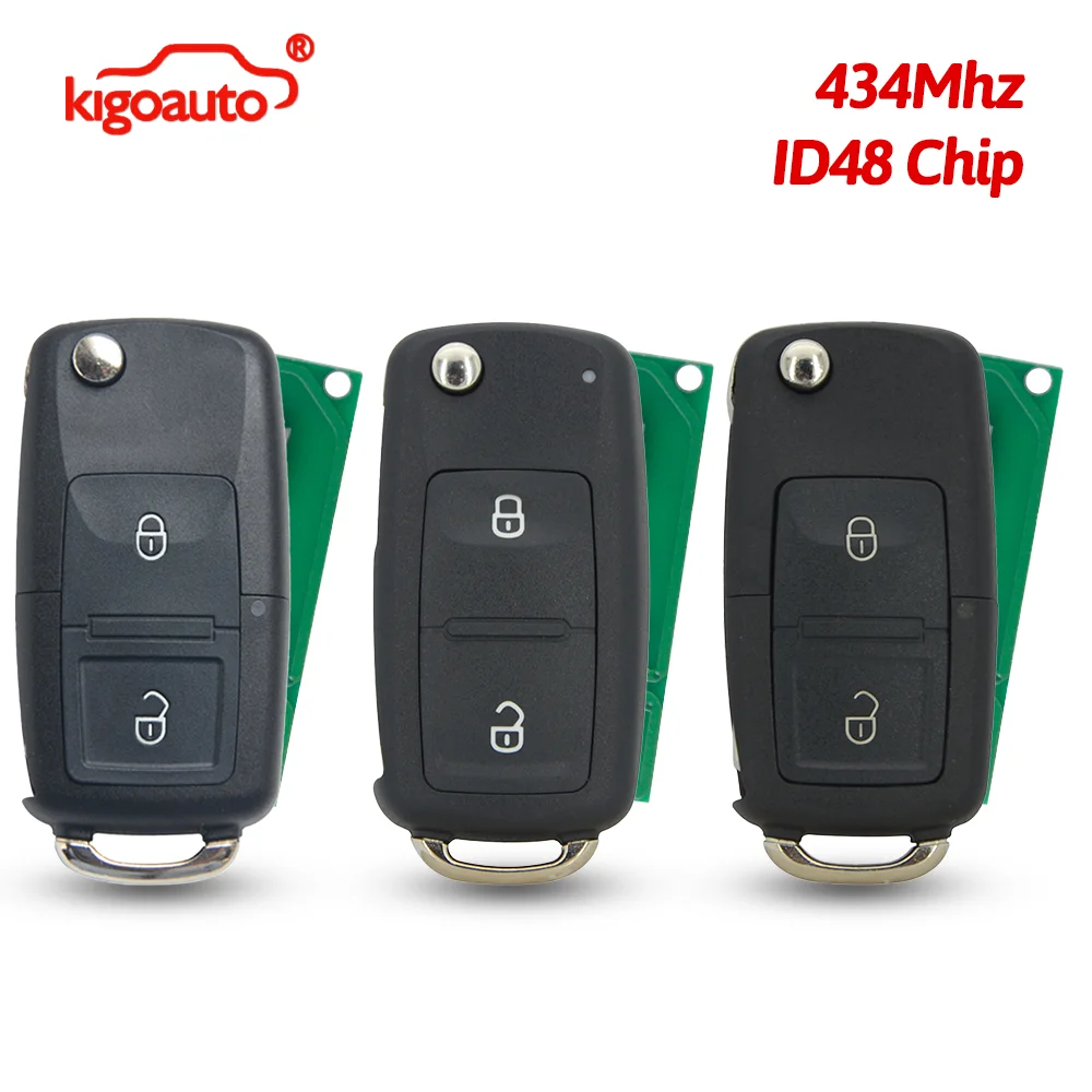 

kigoauto Remote Key 434MHz HU66/ID48 Chip for VW Golf Bora Passat Polo Jetta Beetle Tiguan Seat Ibiza Skoda Octavia 2000-2012