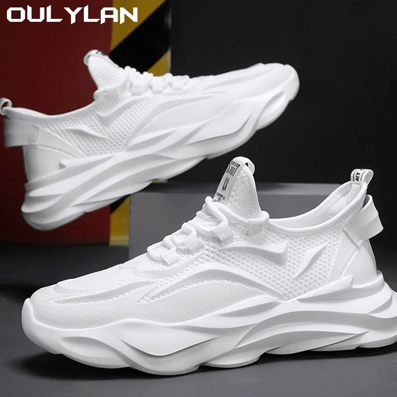 Oulylan Outdoor Breathable Lightweight White Black Running Shoes Men Tennis Shoes Fashion Men Sport Shoes Casual Sneakers