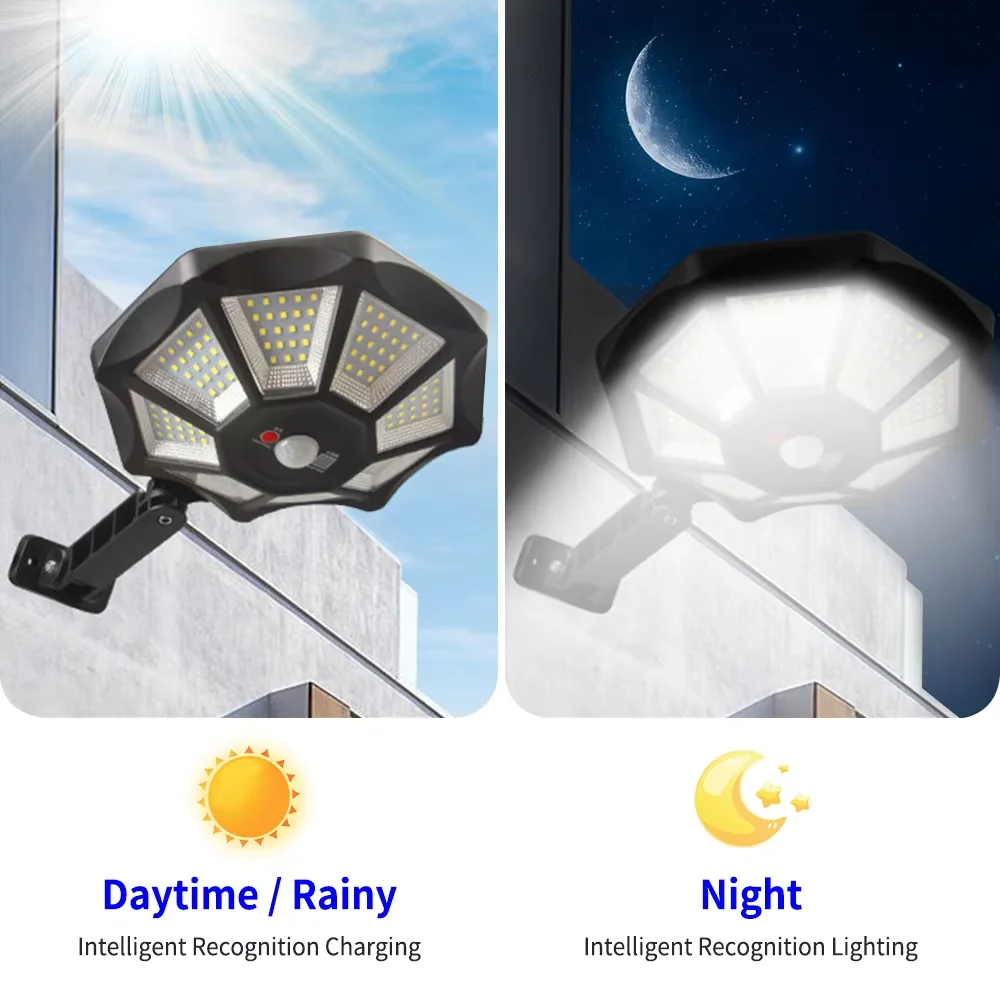 100000LM 2000W/1000W Solar Lights Outdoor 8 Sides Flood Light Parking Lot Lights Motion Sensor with Motion Sensor for Yard