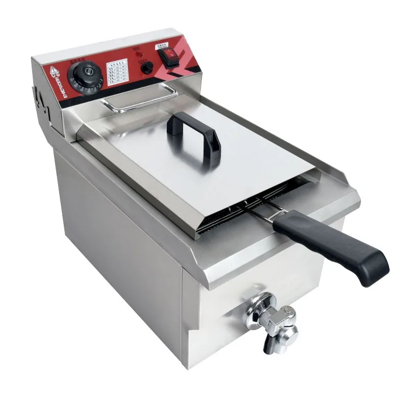 

Single cylinder single screen electric fryer with oil drain valve, fryer French fries fryer