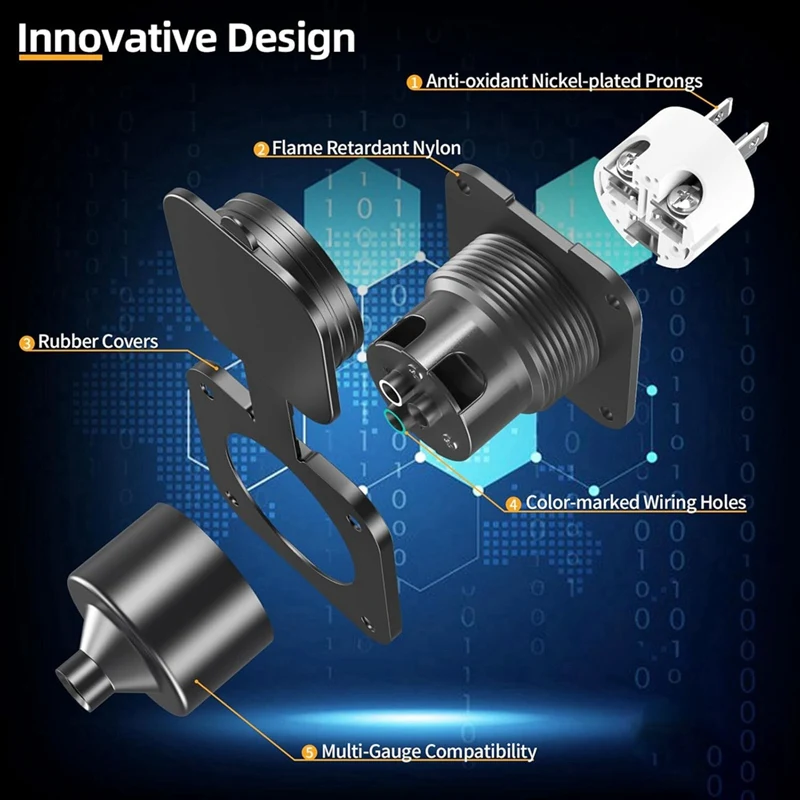 ABNO-Flanged Inlet ETL 15 Amp RV Plug Receptacle Block Heater Bumper Plug With Waterproof Cover NEMA 5-15 Male Wall US Plug