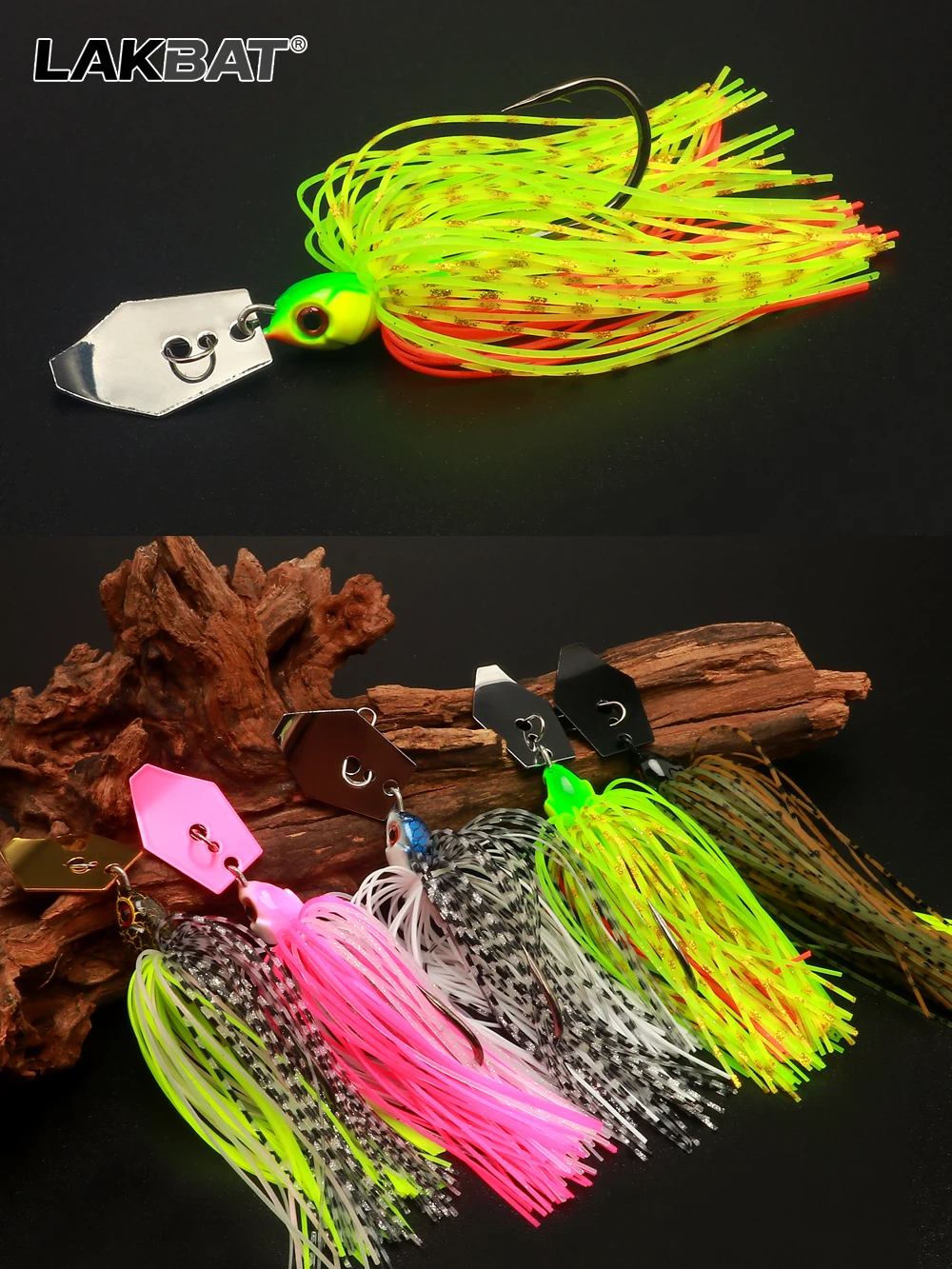LAKBAT Chatterbait 7g/9g/11g/14g/21g Krautfreier Angelköder Spinner-Bait Blade Jig für Barsch, Hecht, Zander, Süßwasser-Angeln, Angelzubehör