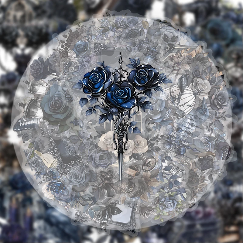 56 Pieces of Dark Rose Transparent Stickers, Suitable for Water Bottles, Laptops, Phone Decorations, Suitcases, Skateboards, Guitars, Gift Boxes, Party Decorations, Holiday Gifts