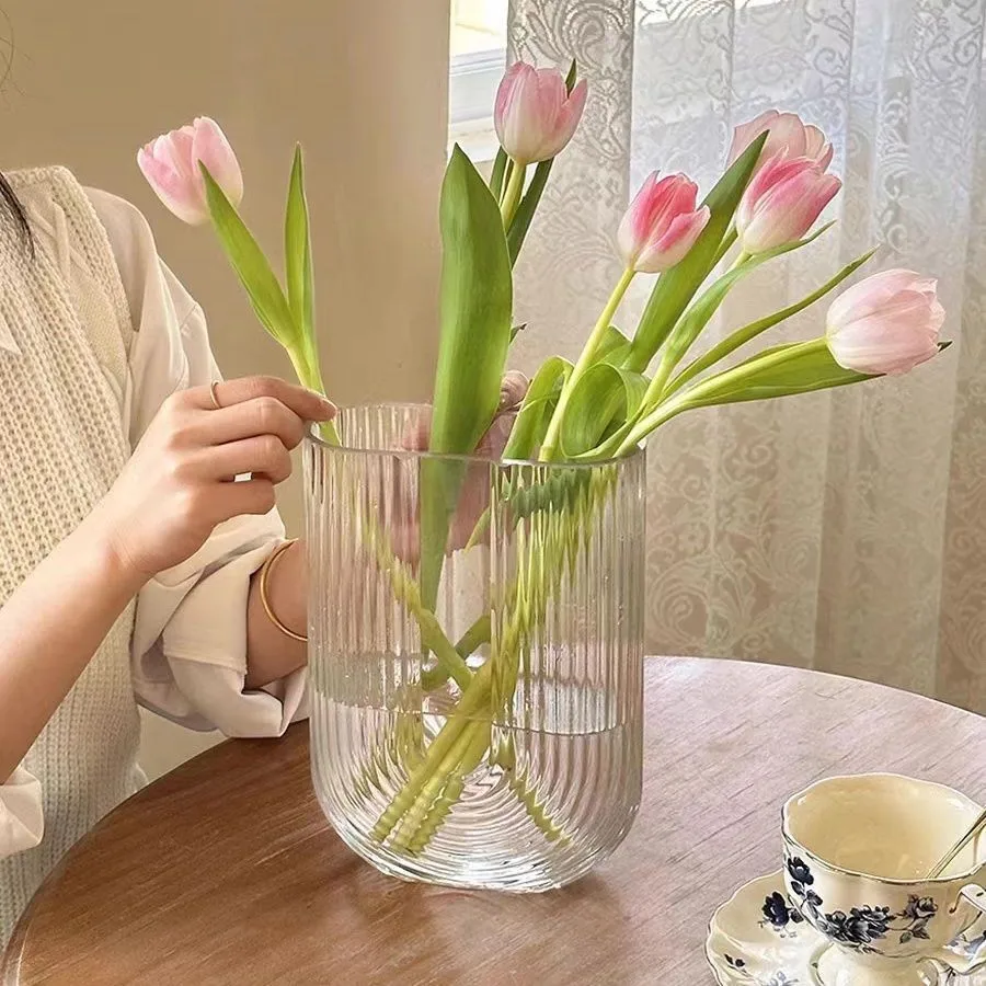 U Shape Transparent Glass Vase Simple Glass Plant Flower Vases Nordic Flower Vase Hydroponic Plant Vase Modern Living Room Decor