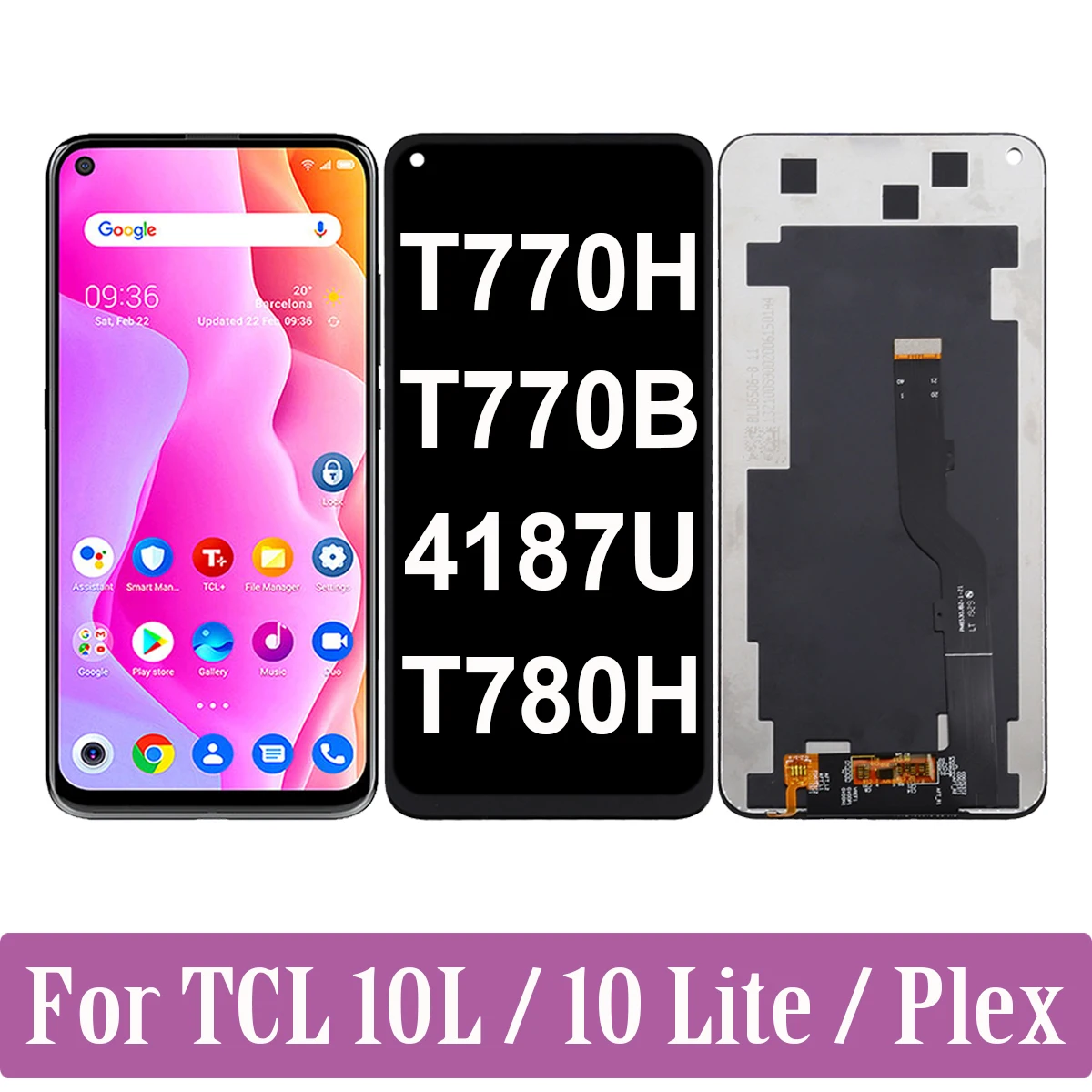 

For TCL 10L 10 Lite Plex T780H T770H T770B LCD Display Touch Screen Replacement Digitizer Assembly