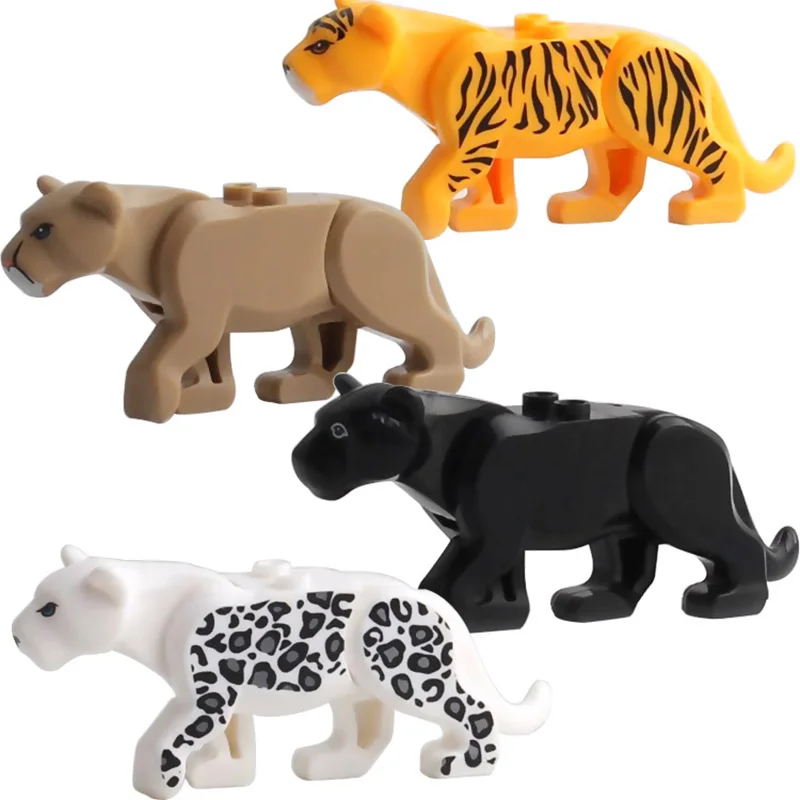 New Building Block Animal Shark Leopard Crocodile Dog Bear Ornament Model Assembly Children\'s Building Block Bag Wholesale Gift