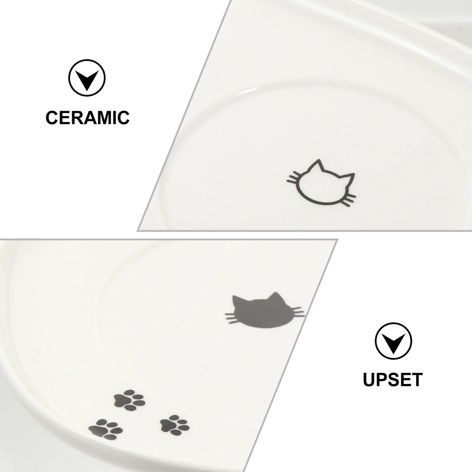 

Pet Feeding Bowl Tray Double Ceramic Durable Porcelain Cat Food Water Dish Placemat Pet Feeding Bowl Tray Cat Supplies