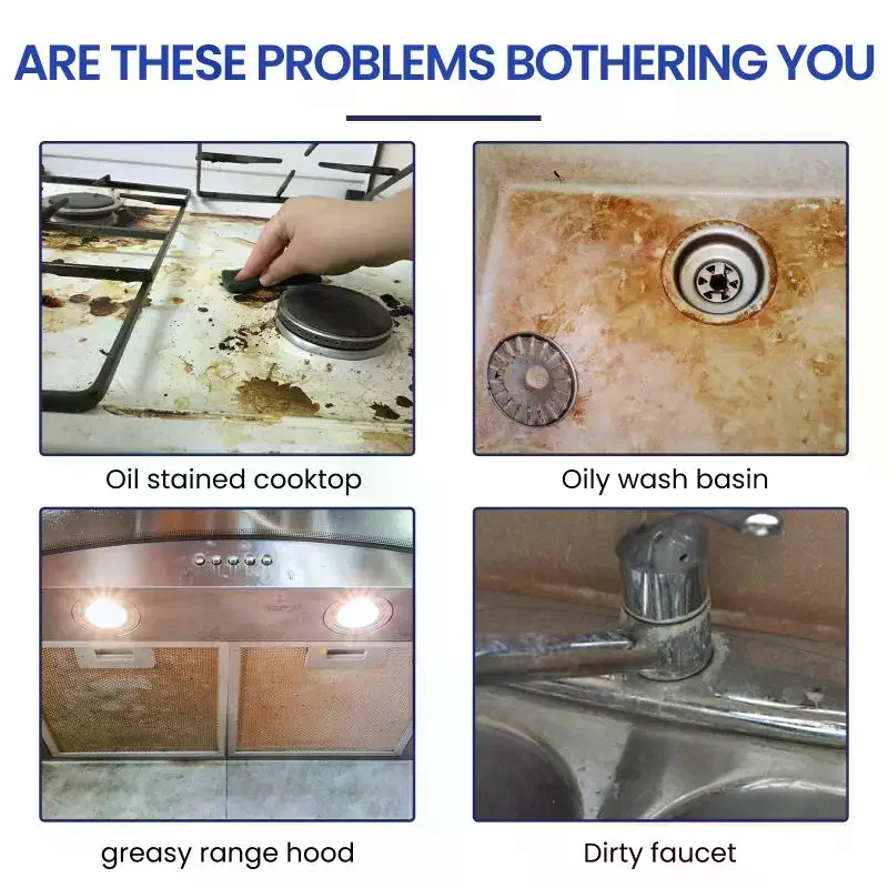 New Oil Pollution Heavy Duty Grease Kitchen Cleaning Powder Removes Oil Stains From Kitchen Range Hoods Countertops and Faucets