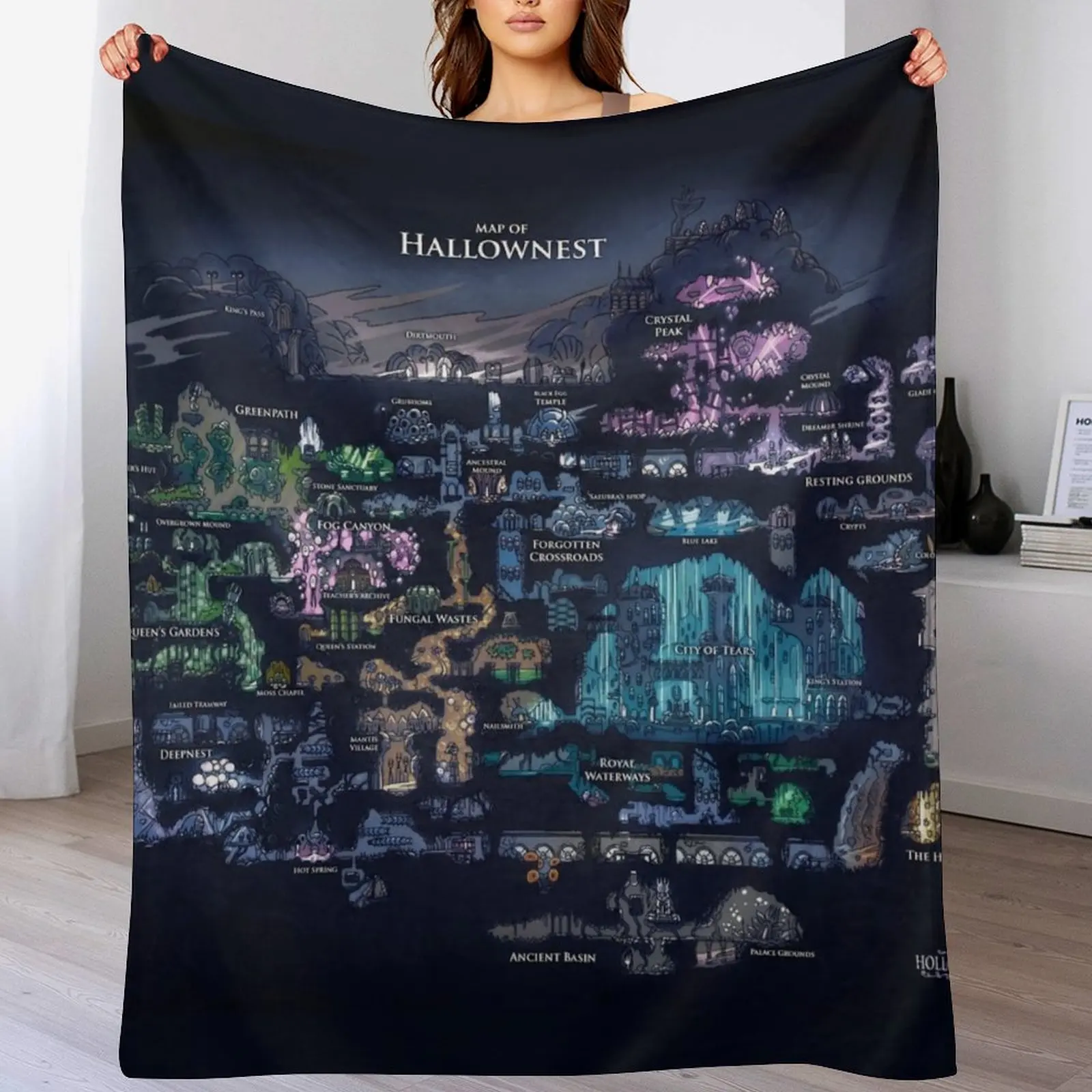 

8K Hollow Knight Map Throw Blanket Reusable Durable Soft Blanket for All Seasons