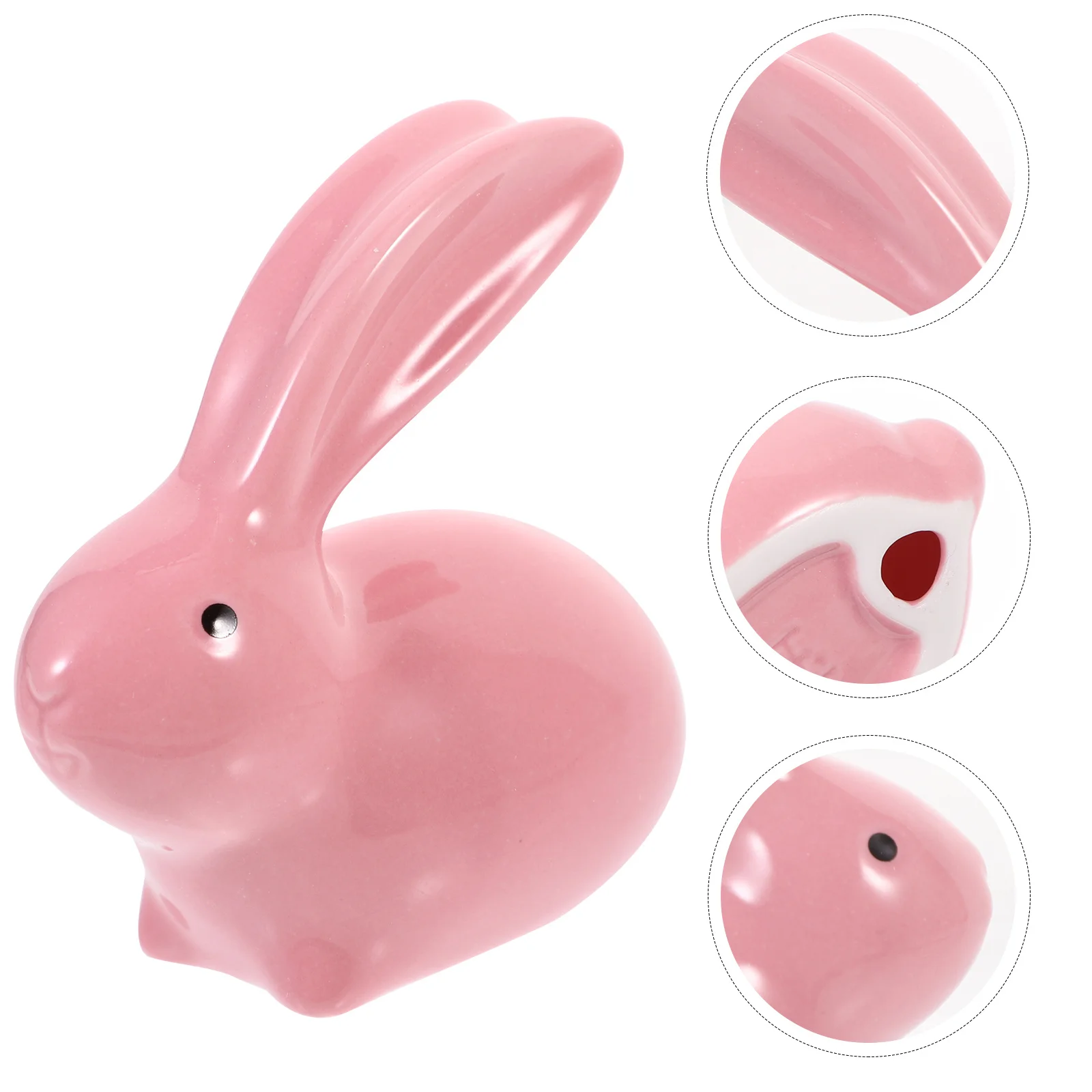 

Ornament Ceramic Rabbit Tea Pet Desk Decor White Porcelain Bunny Figurine Pink Small Figurines