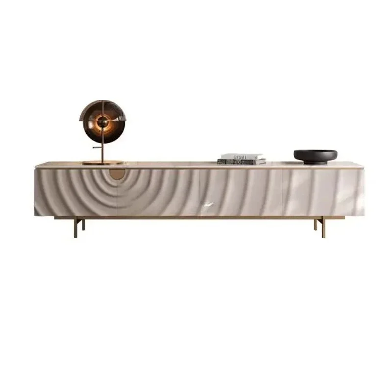 S  Light luxury luxury stone marble TV cabinet coffee table villa living room home modern simple baking paint advanced sense