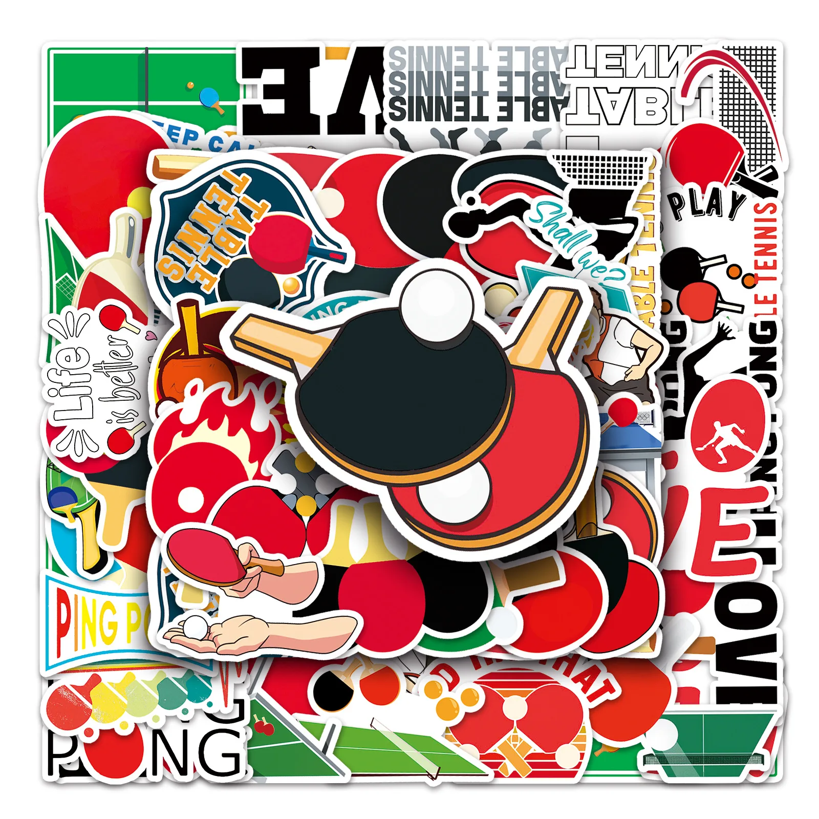 

50Pcs Cartoon Table Tennis Series Graffiti Stickers Suitable for Laptop Helmets Desktop Decoration DIY Stickers Toys Wholesale