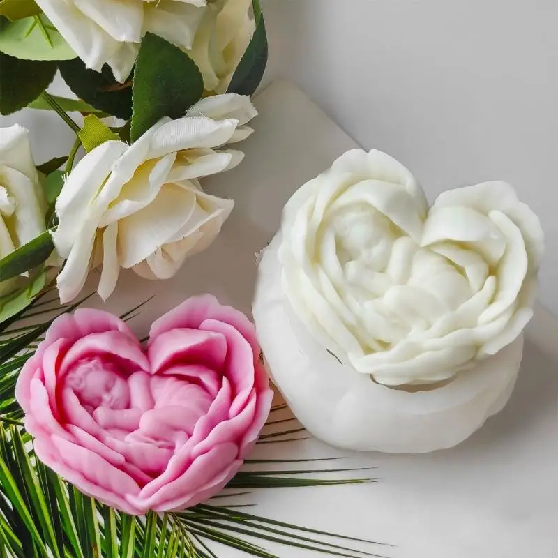 ซิลิโคนหัวใจแม่พิมพ์เรซิ่นศิลปะแม่พิมพ์เทียนเทียนแม่พิมพ์รูปดอกไม้ y08e