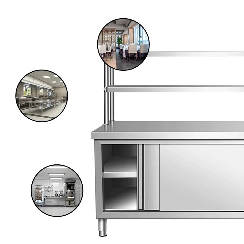 custom.Standing Modern Stainless Steel Kitchen Cabinet Commercial Square Working Table Storage Easy Installation