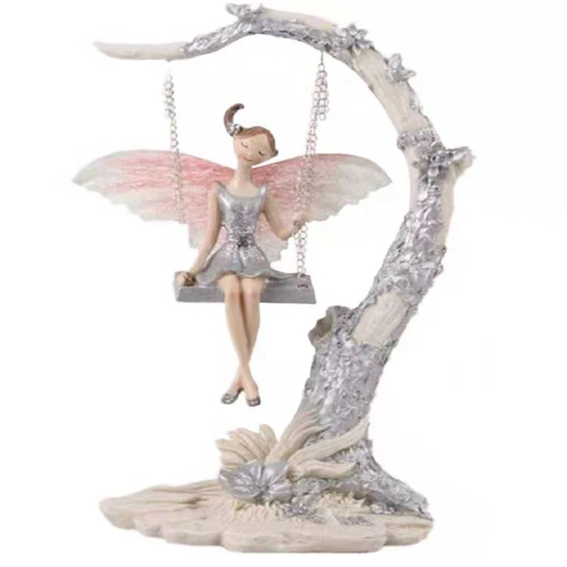 Imagem -06 - Resina Swing Angel Girl Escultura Decoração para Casa Estátua da Sala Dia das Crianças Presentes de Aniversário Artesanato de Casamento