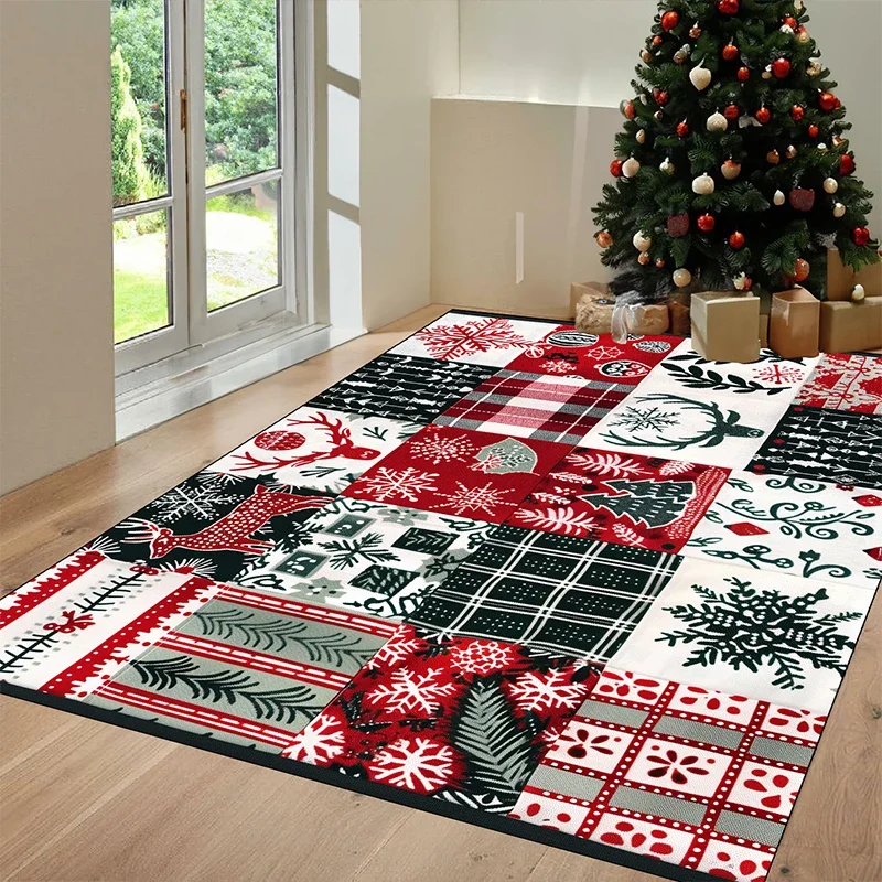 

Christmas Tree Elk Pattern Carpet for Living Room Luxury Home Decorations Sofa Table Large Area Rugs Bedroom Bedside Floor Mat