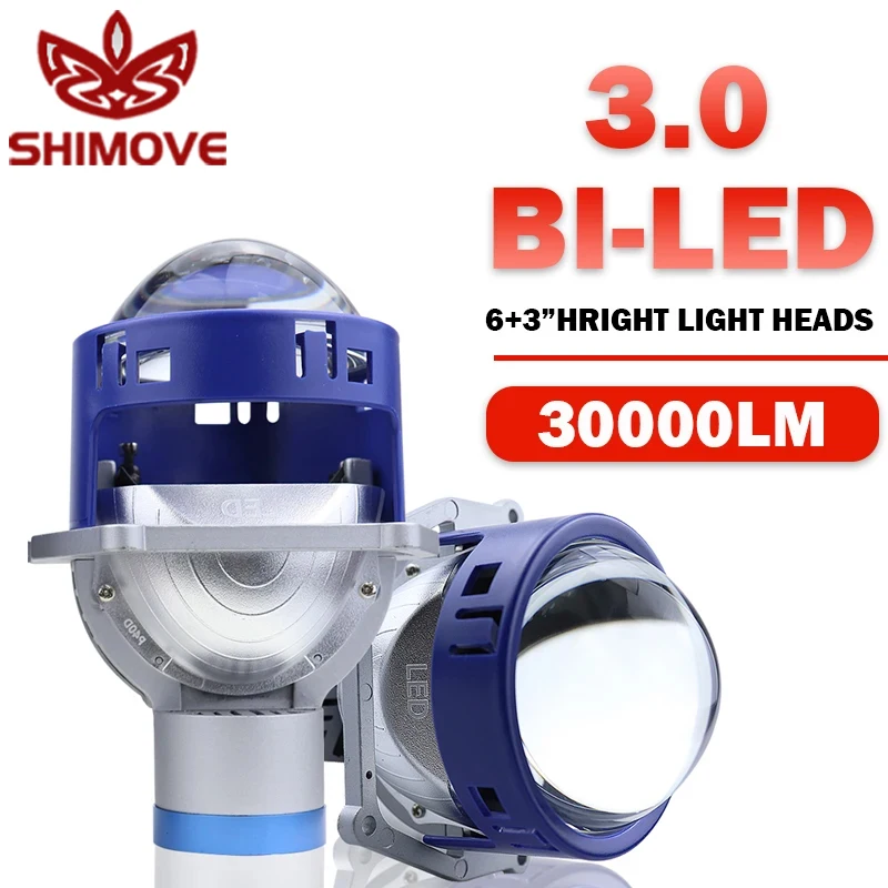 

3 inch Bi-Led Headlamp For Car H7 H4 9005 9006 100W 30000LM Projector Lens head light LED light HD lens mount 2PCS P40