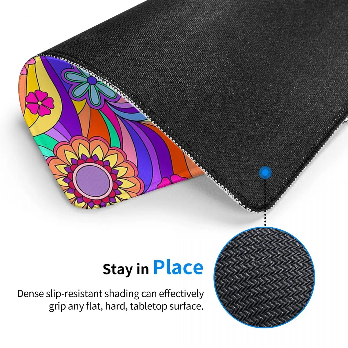 Groovy Psychedelic Flower Power Mouse Pad Computer Keyboard Mouse Mat Gaming PC Laptop Desk Mat Office Accessories Table Mats