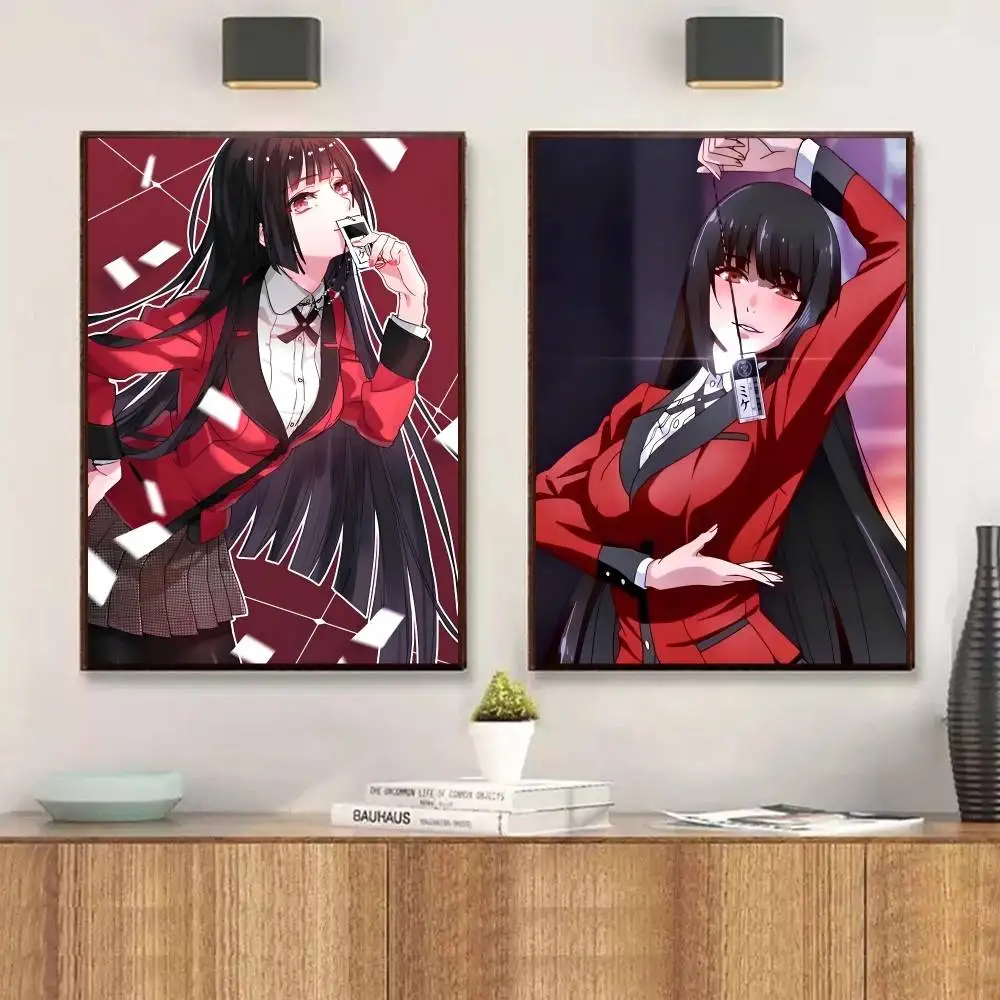 vintage kakegurui anime Poster Self-adhesive Art Waterproof Paper Sticker Coffee House Bar Room Wall Decor