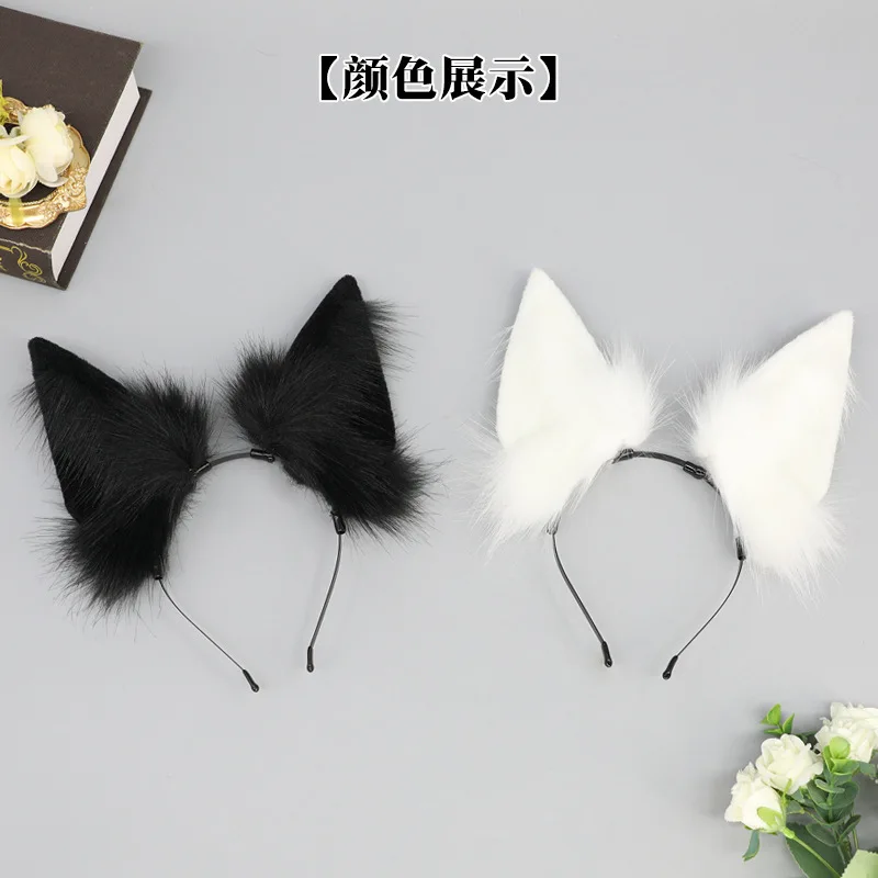 Orejas de perro bonitas japonesas, tocado de Lolita, simulación de orejas de animales, accesorios para perros, diadema con lazo de dibujos animados