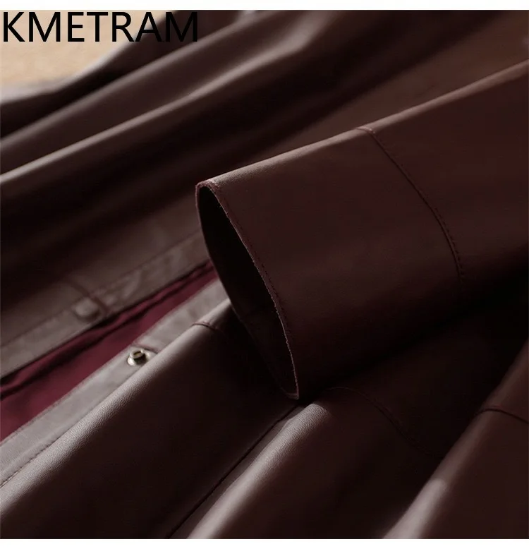 Echtes Leder Jacke Frau 100% Schaffell Dünne Jacken Frauen Luxus Mittlere Länge Leder Trenchcoat Herbst Kleidung 2025 Ettка