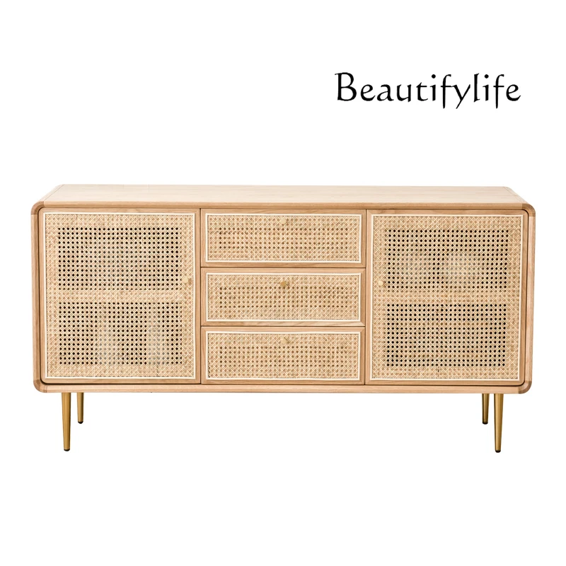 Nordic Minimalism  Rattan Sideboard Cabinet Japanese Entry Lux Storage Cabinet Simple Modern Household Entrance Cabinet