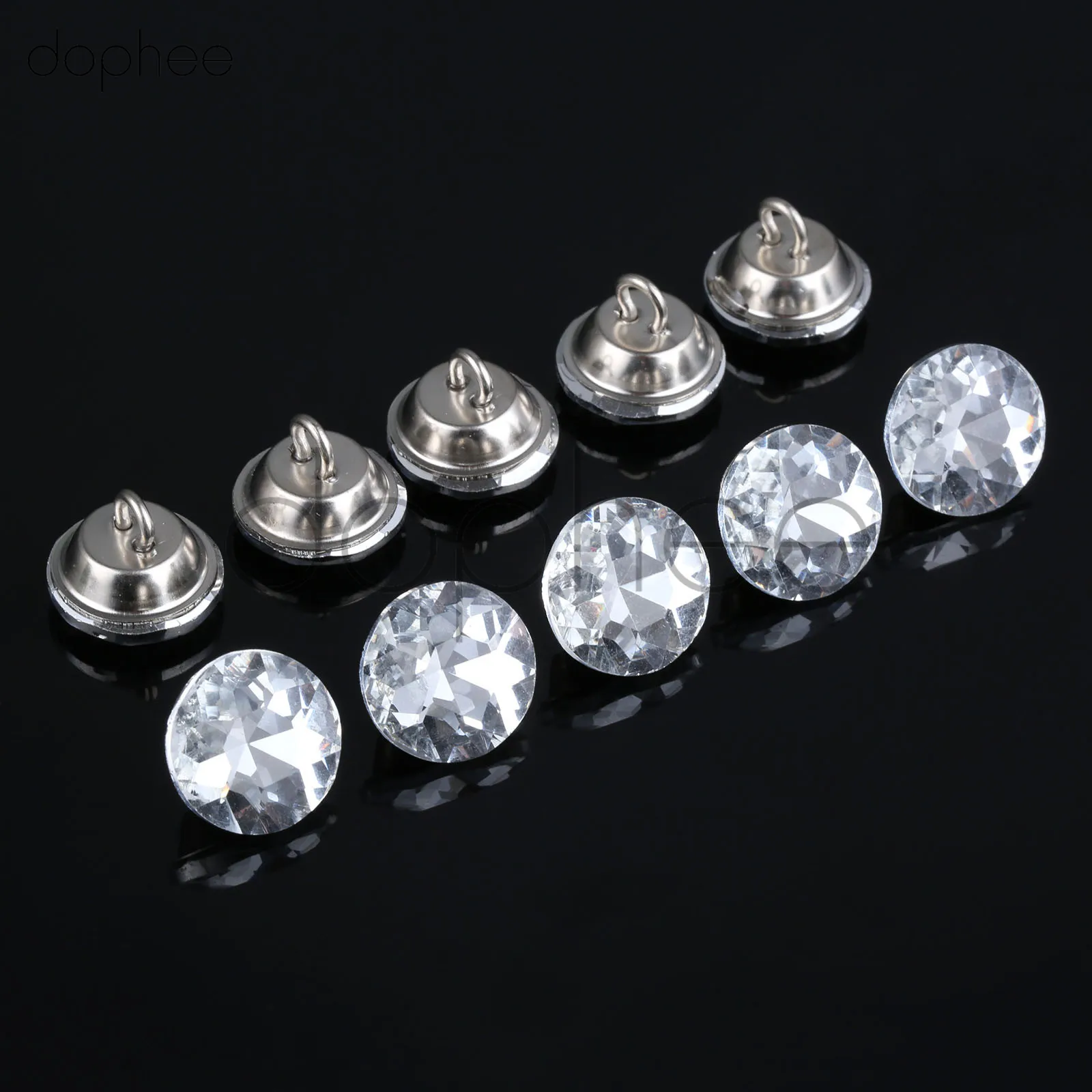 dophee 10pcs 18mm Crystal Diamond  Rhinestone Round Buttons Sewing Sofa DIY  Buttons Accessories