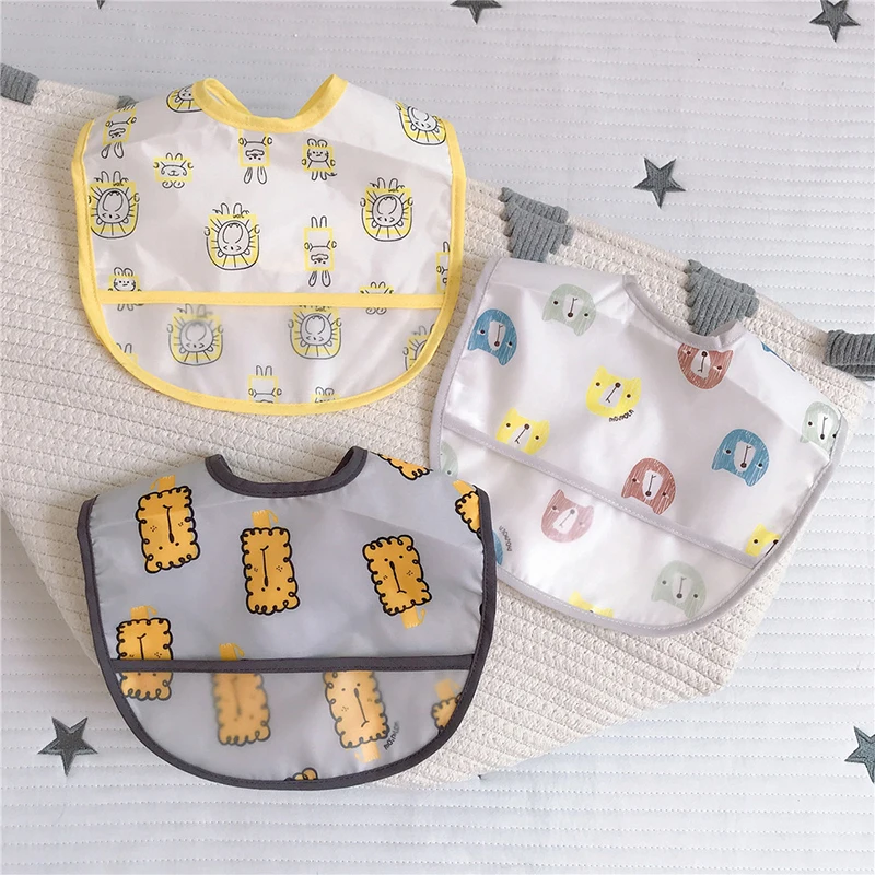 

Cartoon Print Baby Sleeves Apron Newborn Boy Girl Bibs Feeding Burp Cloths Waterproof Kids Saliva Towel