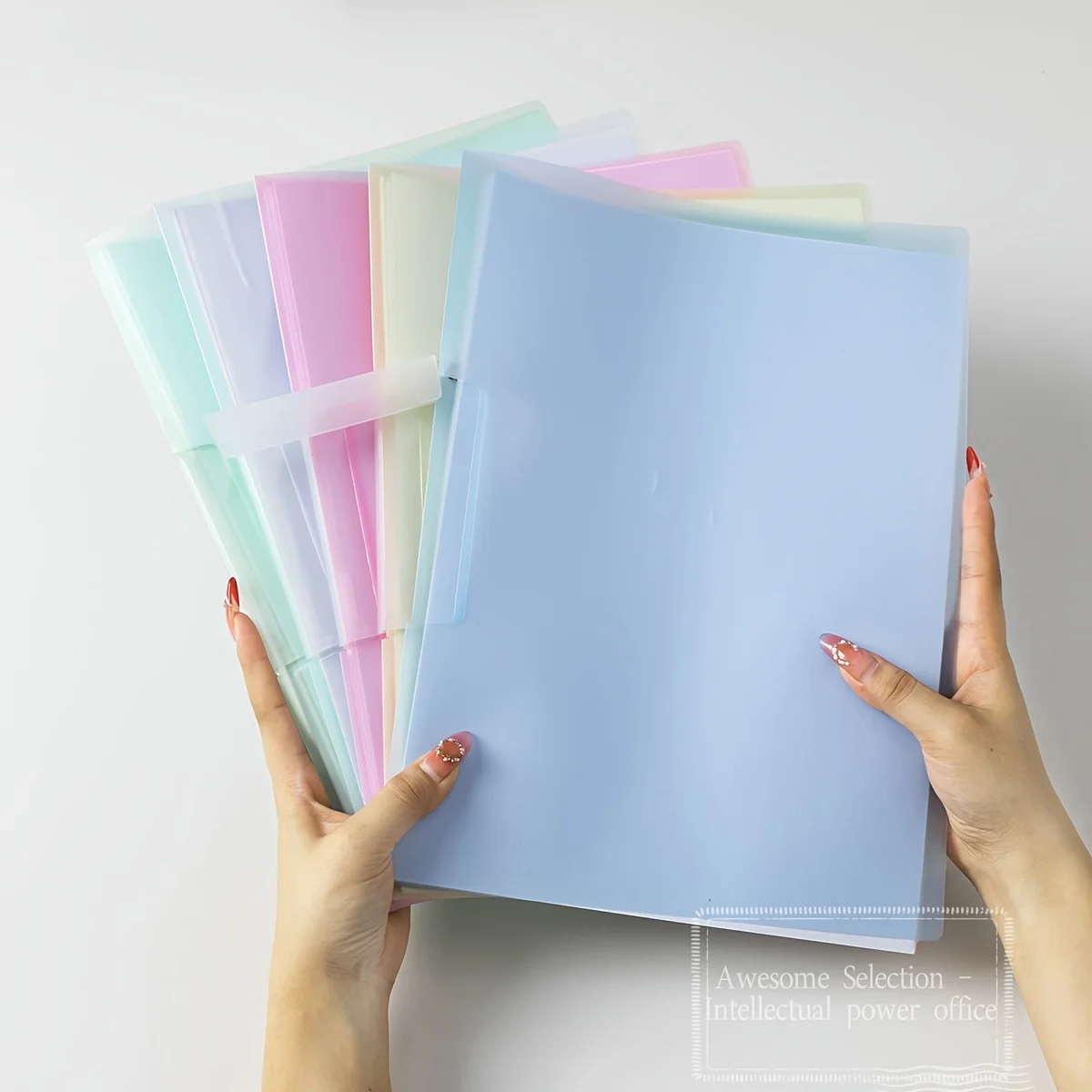 5pcs A4 Rotating Pull Tab File Folders with Transparent Inserts, Ring Binder Organizer for Documents and Office Supplies