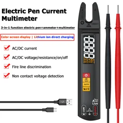 Digital Clamp Meter Fork DC AC 100A Ammeter Pliers True RMS Current Auto Multimeter Voltage Ohm Electrical Tester Rechargeable