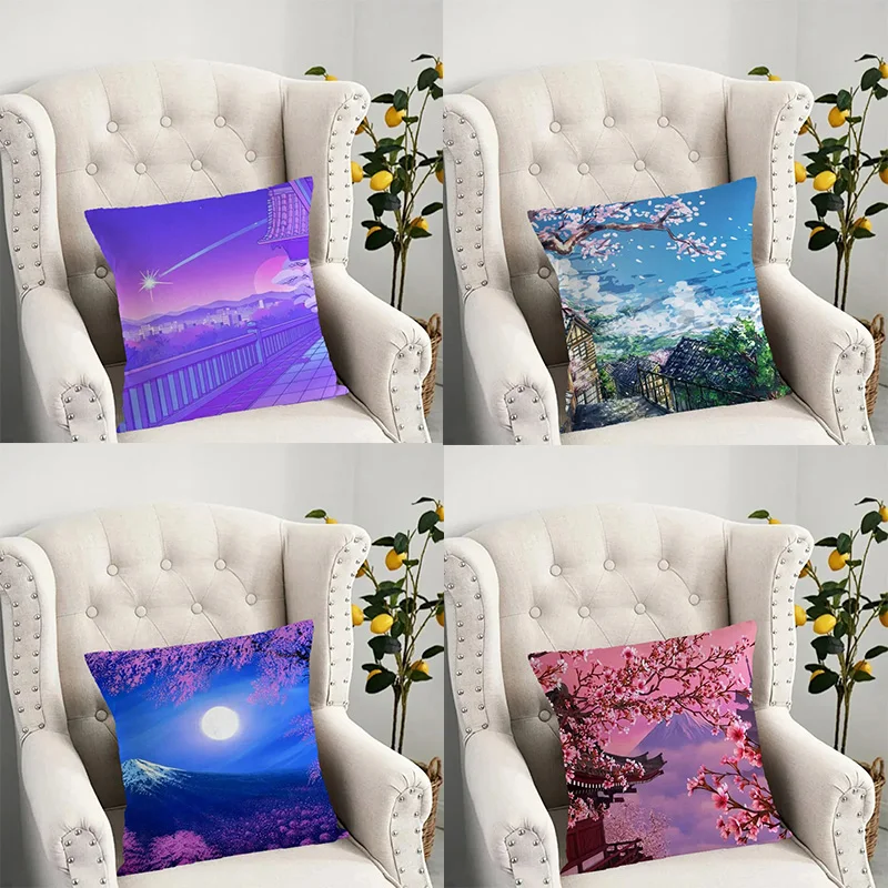 Office Living Room Home Pillowcase Anime Scene Pillowcase Car Decoration