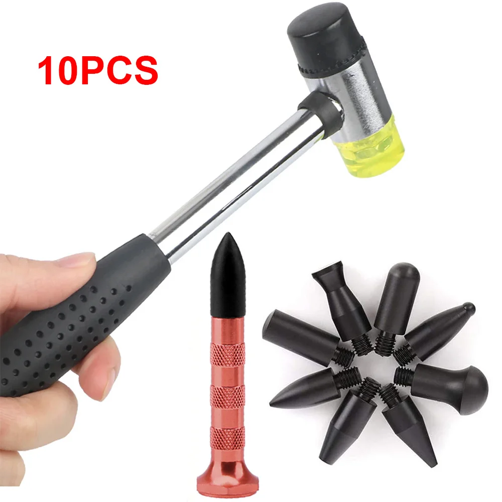 9 Heads Tips Paintless Dent Repair Kit Car Body Dent Removal Tools Knockdown Tips Tools Metal Dent Tap Down Tools