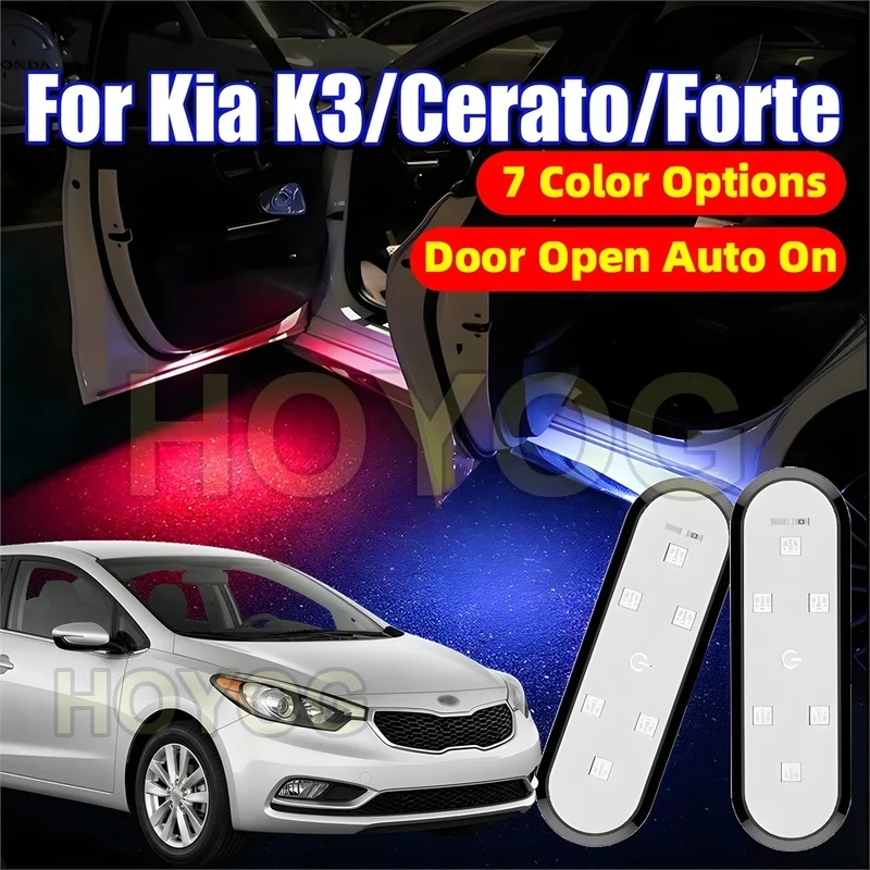For Kia K3/Cerato/Forte 2013-2018 USB Rechargeable 1-4pcs Car Door Welcome Light featuring Automatic On/Off for Ground Lighting