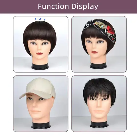 Skallig skyltdocka med svart frisörstativ, hållbart plaststativ för hårperuker för skyltdocka och förvaring 12 best sales perukskyltdocka - №3