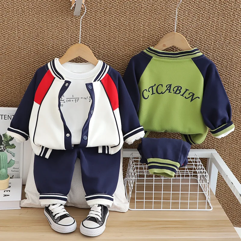 

Boys Clothes Sets Spring Autumn 2024 Children Casual Coats T-shirts Pants 3pcs Jogging Suit For Baby Tracksuits Kids Outfits 5Y