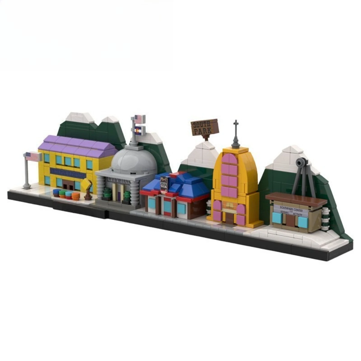 Klassische animierte Architektur-Cartman's Home Park Skyline Bausteine MOC Stan Kyle Kenny Mini-Puppenmodell Kinderspielzeug Geschenk – Detail 10