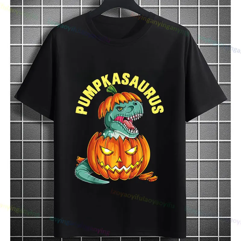 مضحك مخيف Sauroposeidon ريكس هالوين الجرافيك تي شيرت مع المومياء ديناصور تصميم القطن الخالص قصيرة الأكمام عادية التي شيرت