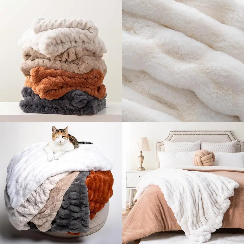 

Элегантное мягкое одеяло из искусственного кроличьего меха со рюшами 50x60, можно стирать в машине, легкое белое для дивана, дивана, кровати