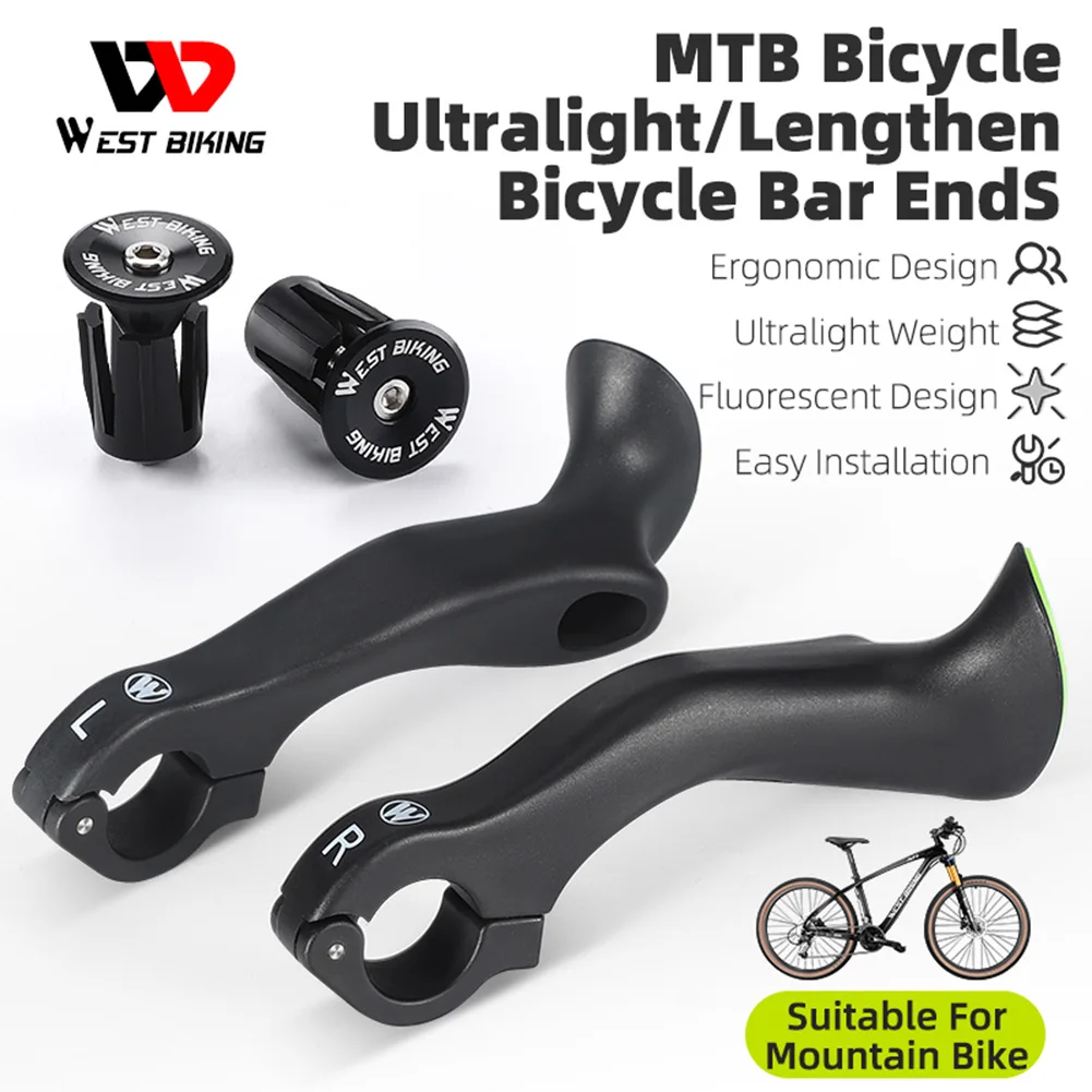 Bicycle Bar Ends Mountain Bike Handlebar Ends Auxiliary Handlebar Bar Ends Bicycle Handlebar End Grips for 22.2mm MTB Bike