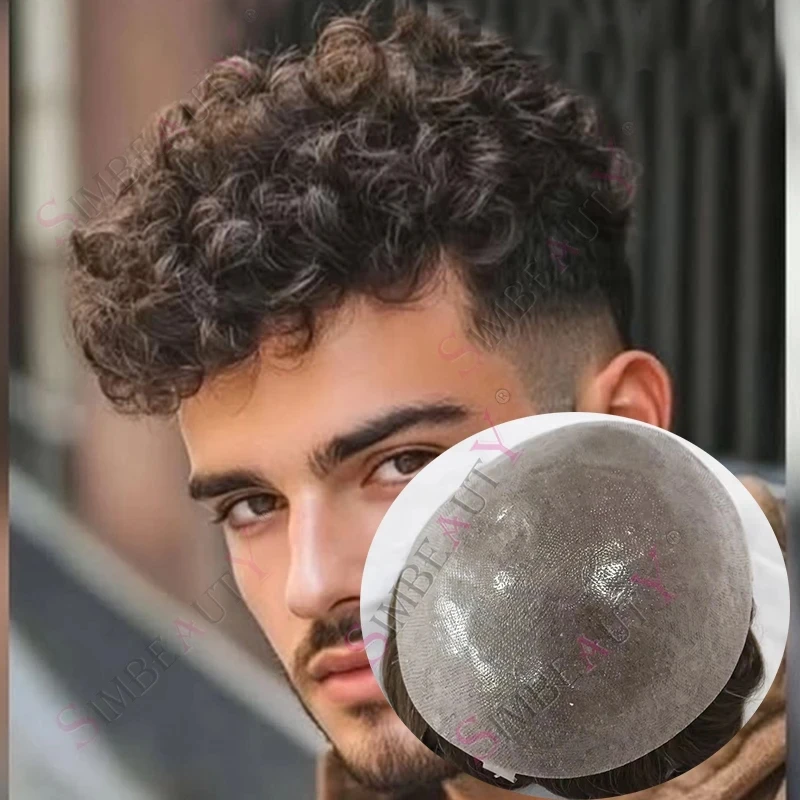 

Европейский мужской парик 20 мм с кудрявыми волосами, основа из ПУ 0,6 мм, прочные отбеленные узлы, из натуральных волос, тупе, пепельно-коричневый, блонд, мужской капиллярный протез