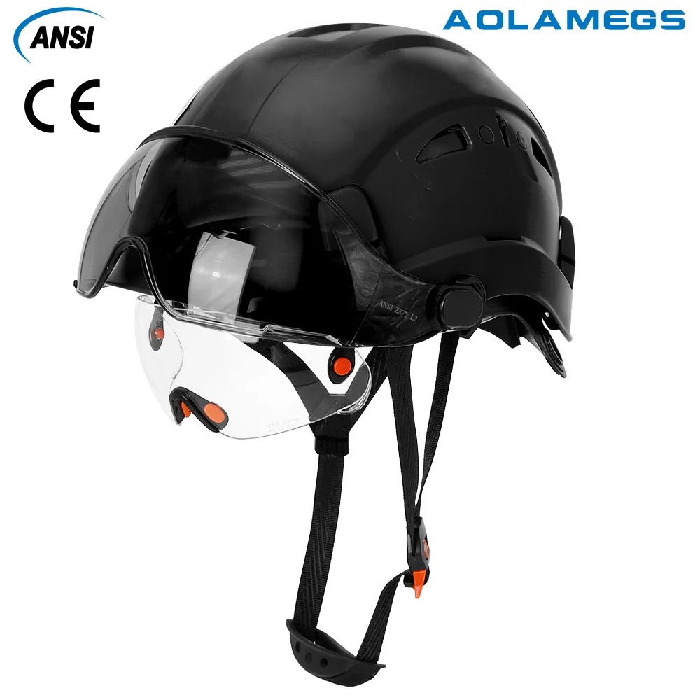CE Construction Safety Helmet with Double Visor Goggle for Engineer Hard Hat ANSI Industrial ABS Safety Cap Head Protection