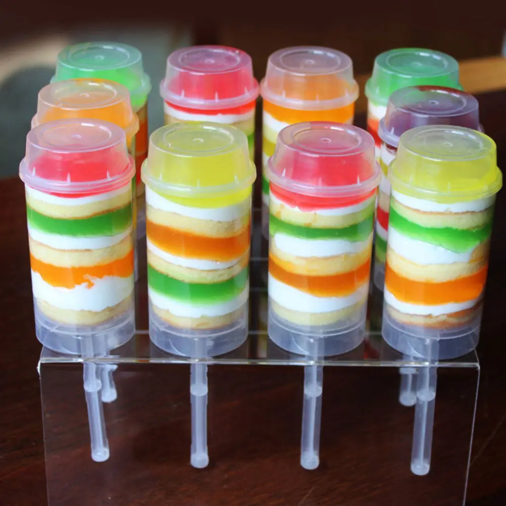 

40Pcs Push Pops Cake Holders Clear Round Shape Plastic Containers Leak-Proof Reusable for Party Wedding Dessert