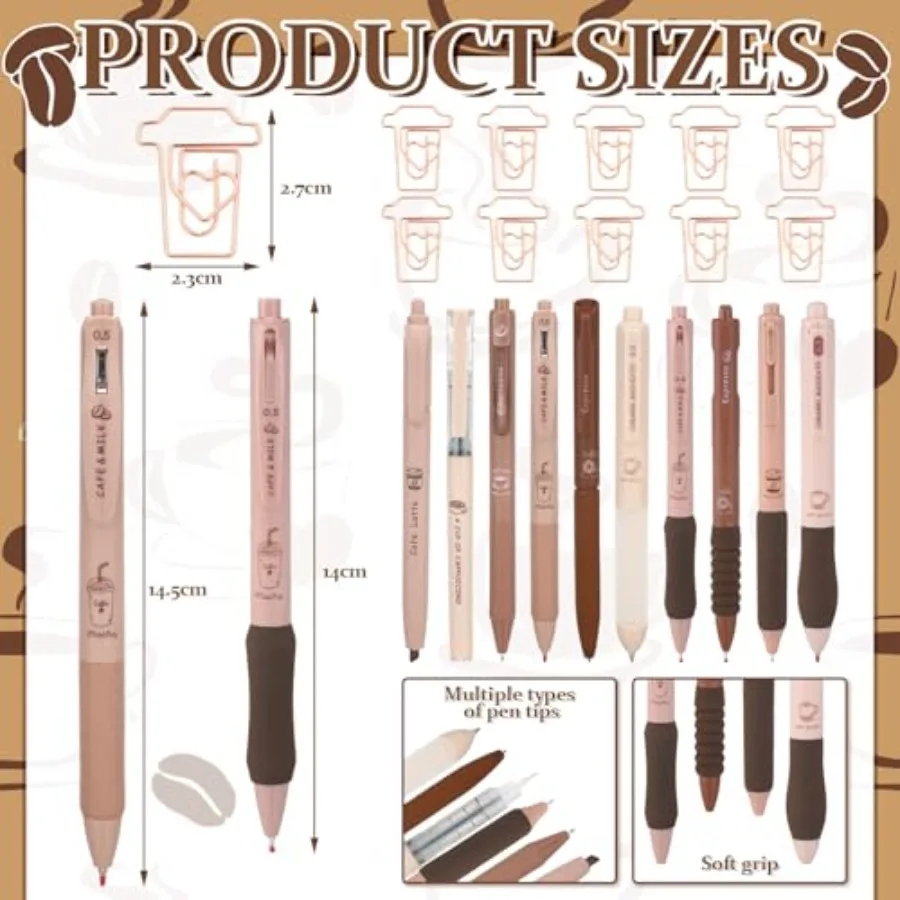 71 шт. милые кофейные ручки оптом для любителей кофе, эстетические канцелярские принадлежности, гелевые чернильные ручки, выдвижные 0,5 мм, тонкие чернила