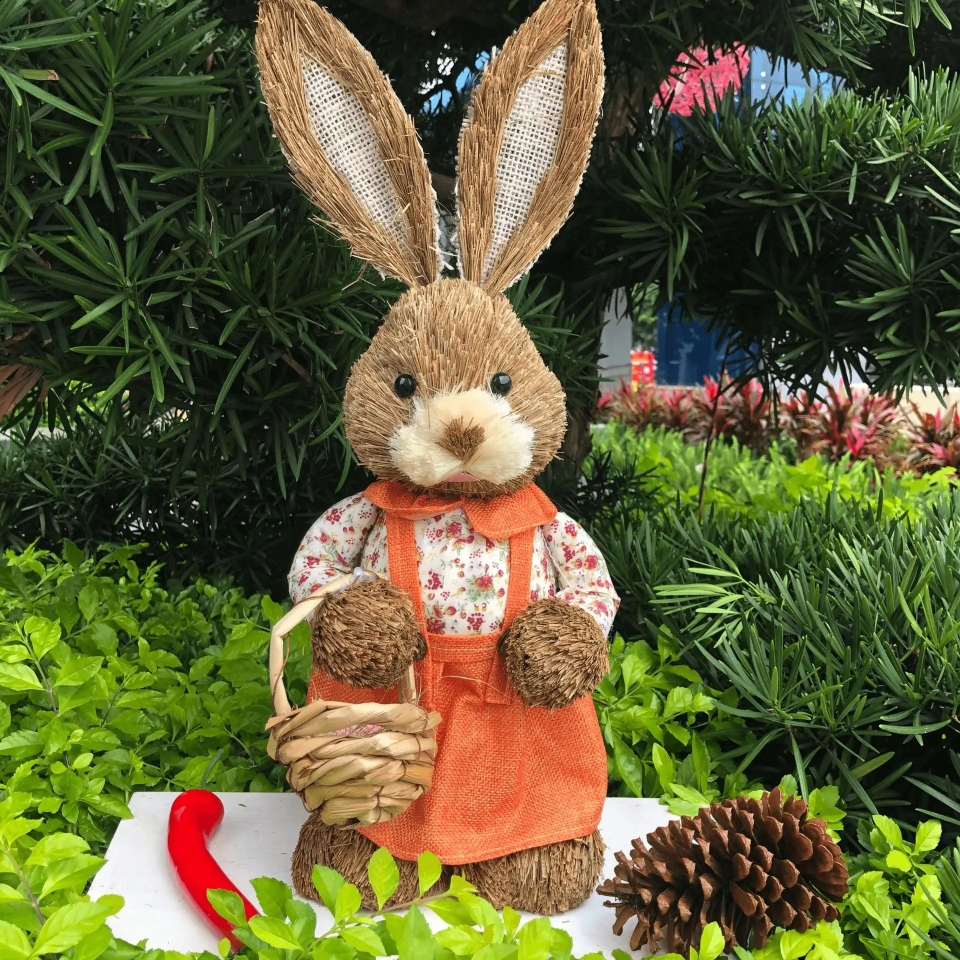 

35CM Straw Rabbits Bunny Decorations Easter Party Home Garden Wedding Ornament Photo Props Crafts