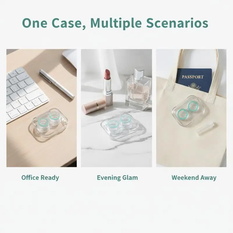 Contact Lens Case With Quick Open Design Leakproof Transparent Body Portable