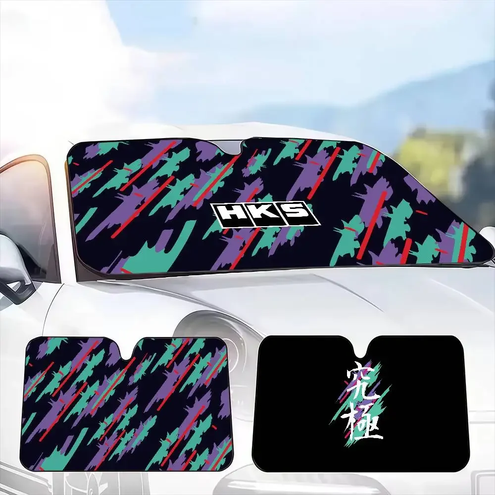 HKS SPORTS CAR JDM Car SunShade Heat-insulating Aluminum FilmReusable Suction Cup Blocks UV Rays Car Sun Visor Protector