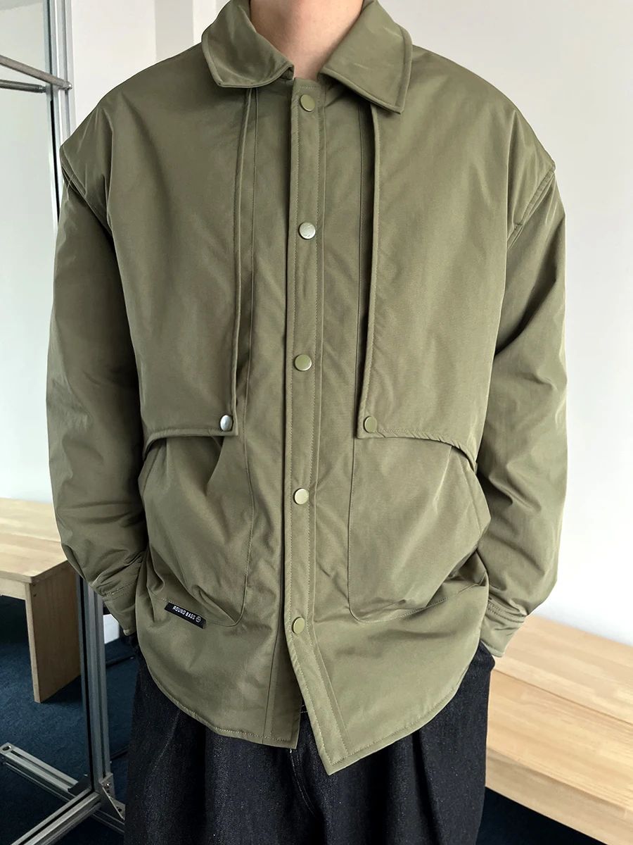 

Мужская хлопковая куртка в американском стиле, ветрозащитная, с отложным воротником, вышивкой, повседневная, теплая верхняя одежда, с наполнителем из полиэстера, с длинными рукавами