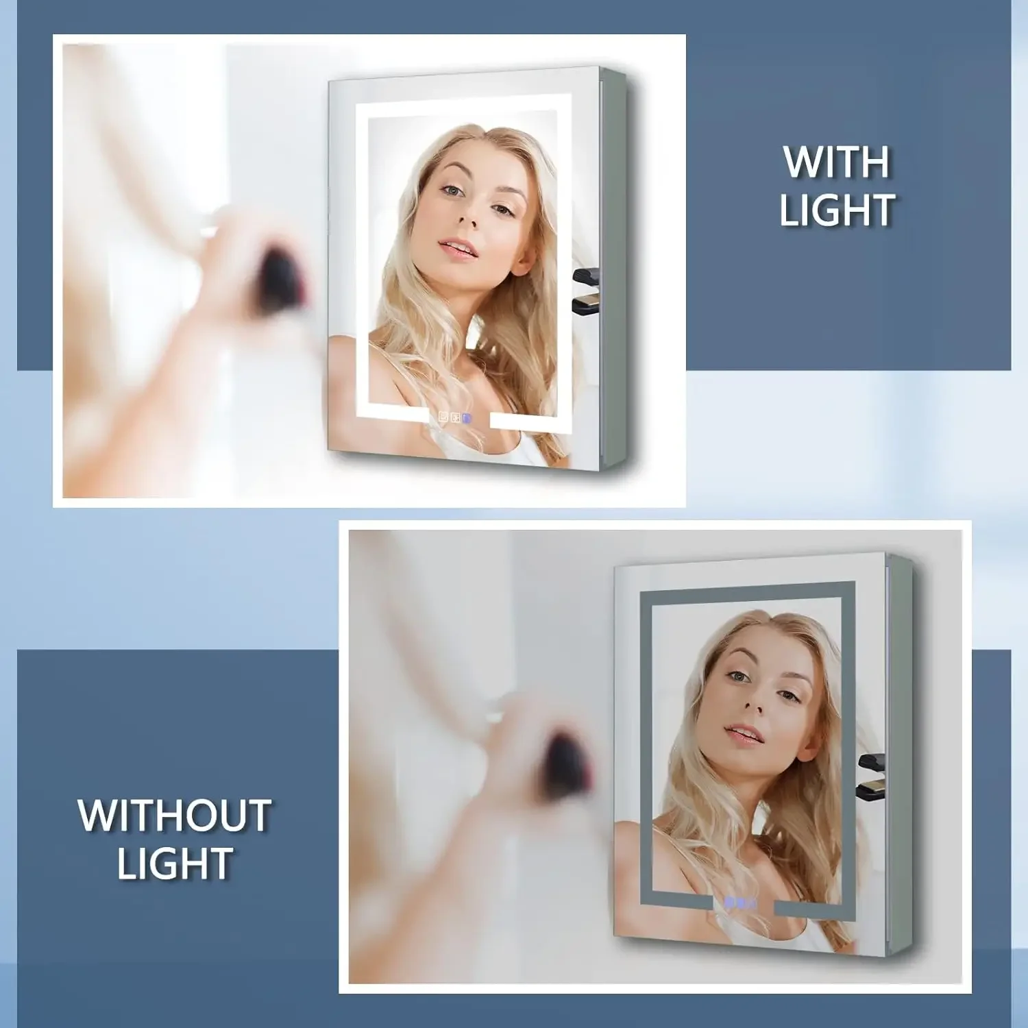 ExBrite LED Lighted Bathroom Medicine Cabinet with Mirror, 24 x 30 Inch, Recessed or Surface led Medicine Cabinet, Defog